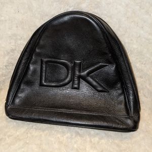 DKNY black leather 1 strap mini crossbody backpack